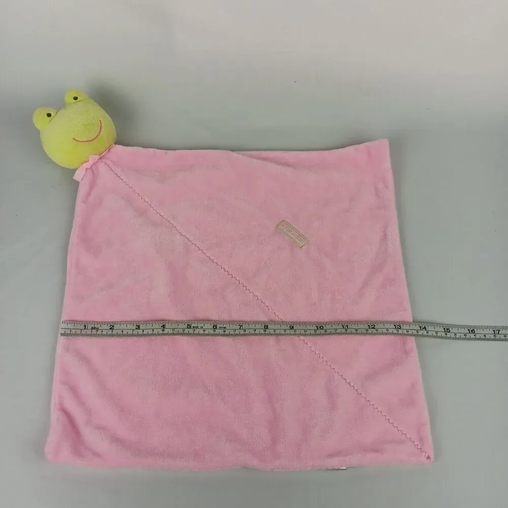 Carters Precious Firsts Baby Security Blanket Pink Green Frog Lovey Plush Toy